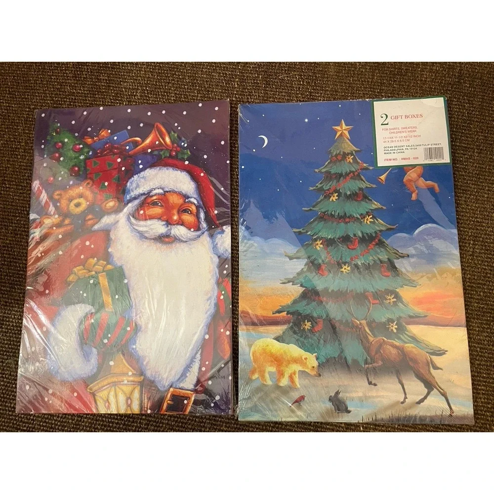 2 Vintage New Christmas Gift Boxes 90s New Sealed